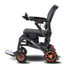 Black and orange mobility scooter on a transparent background