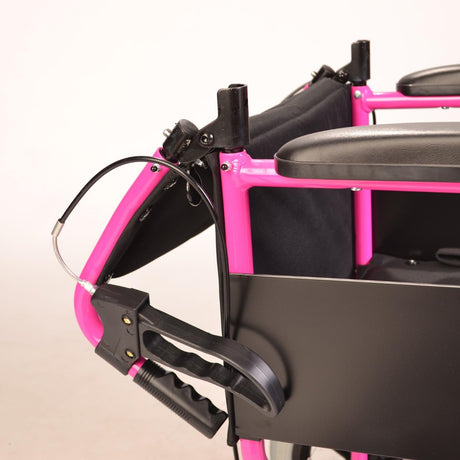 Lightweight Folding Pink Wheelchair - Backrest Folded