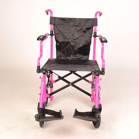 Lightweight compact Pink wheelchair in a bag