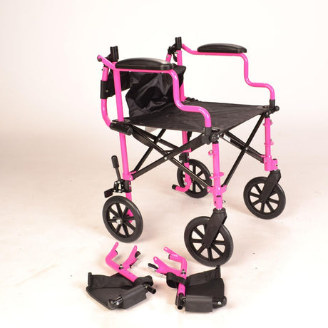 Lightweight compact Pink wheelchair in a bag