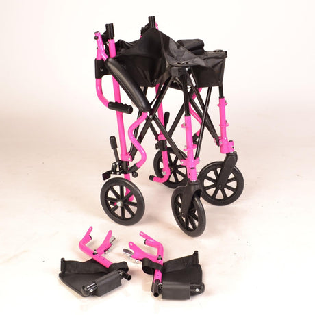 Lightweight compact Pink wheelchair in a bag
