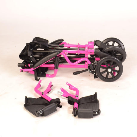 Lightweight compact Pink wheelchair in a bag