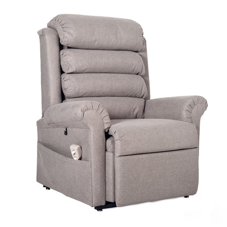 Pride 670 Steel Grey Fabric Dual Motor Rise Recline Armchair Demo
