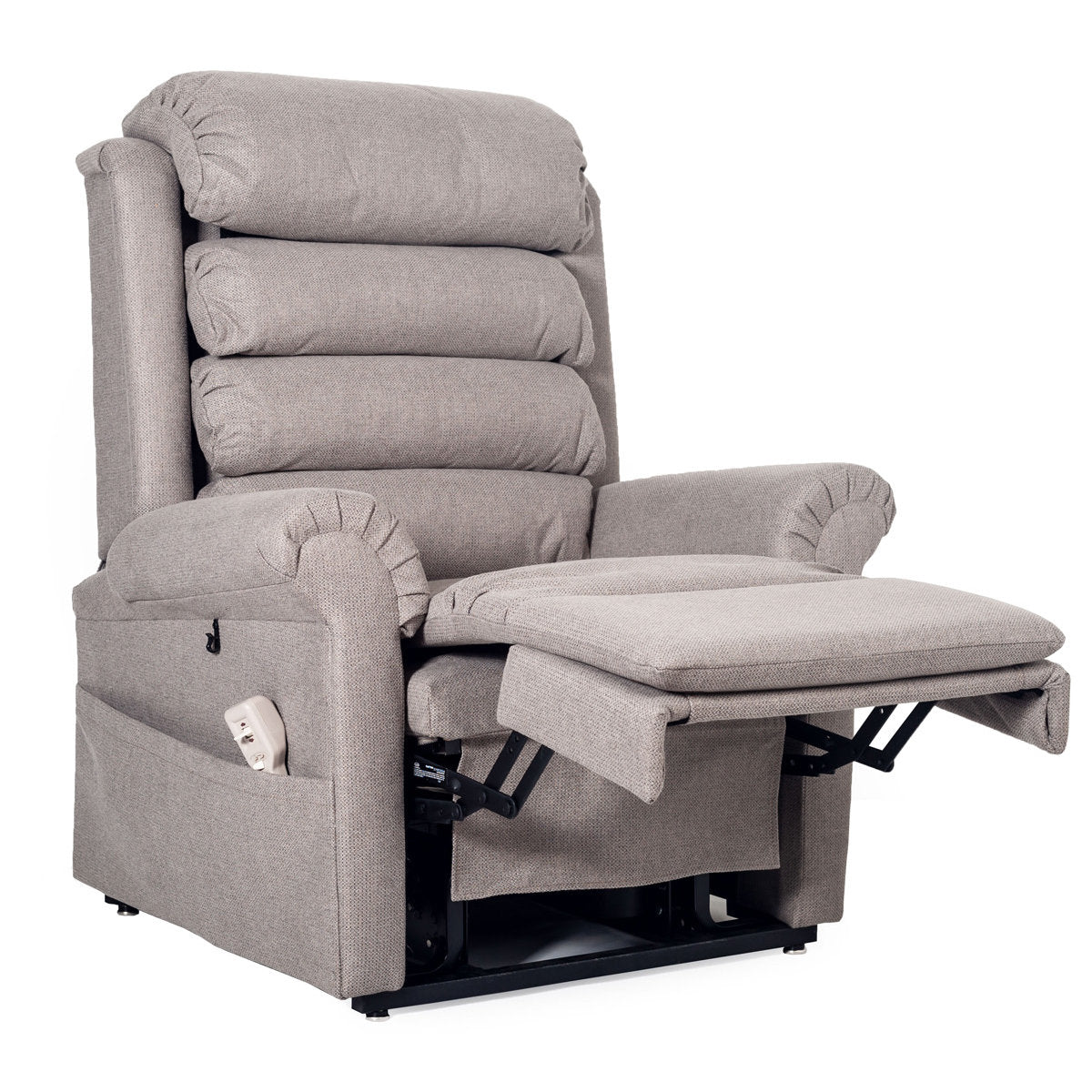 Pride 670 Steel Grey Fabric Dual Motor Rise Recline Armchair Demo