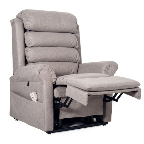 Pride 670 Steel Grey Fabric Dual Motor Rise Recline Armchair Demo