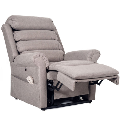 Pride 670 Steel Grey Fabric Dual Motor Rise Recline Armchair Demo