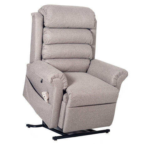 Pride 670 Steel Grey Fabric Dual Motor Rise Recline Armchair Demo