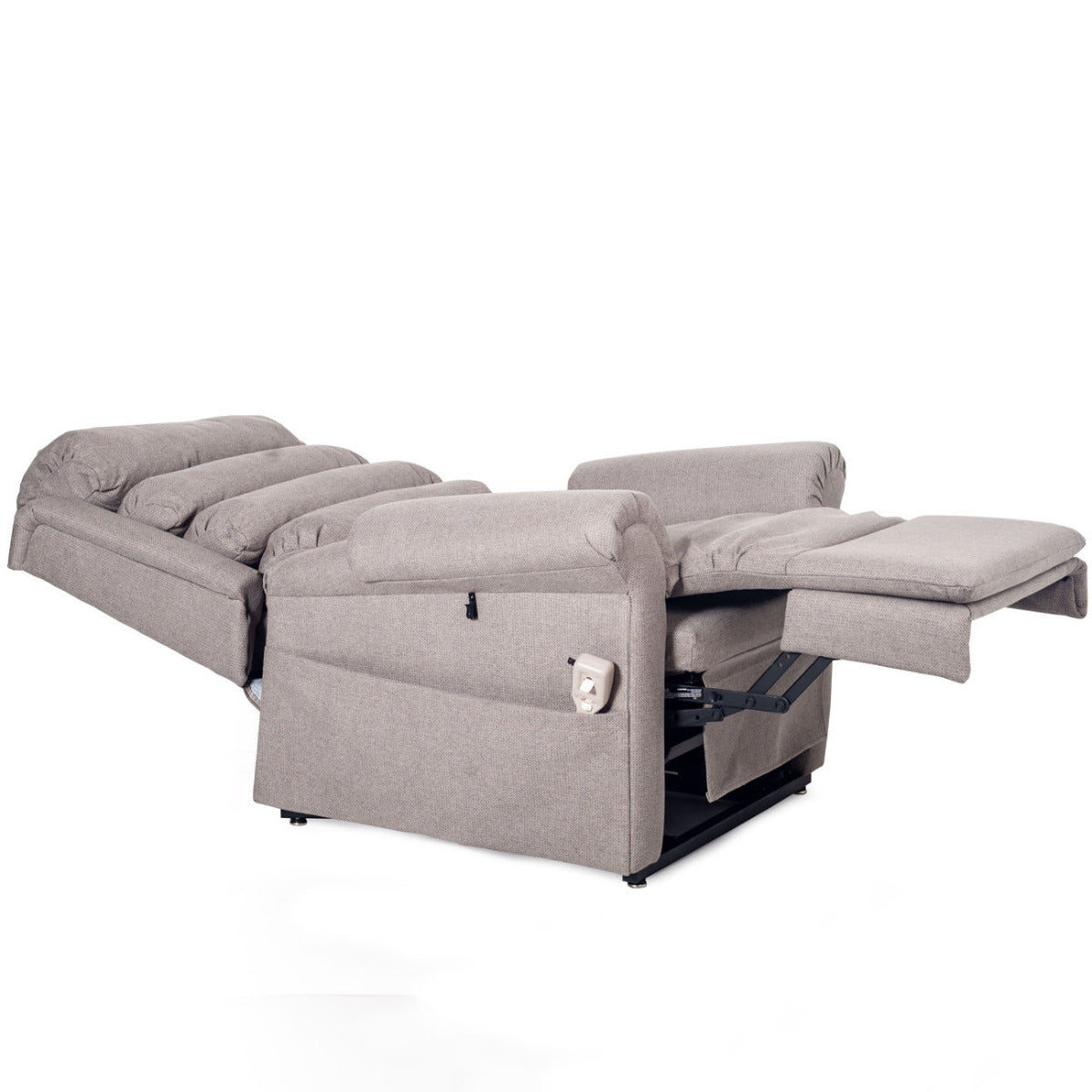 Pride 670 Steel Grey Fabric Dual Motor Rise Recline Armchair Demo