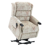 Queensbury bouquet beige dual riser recliner chair with wooden knuckles