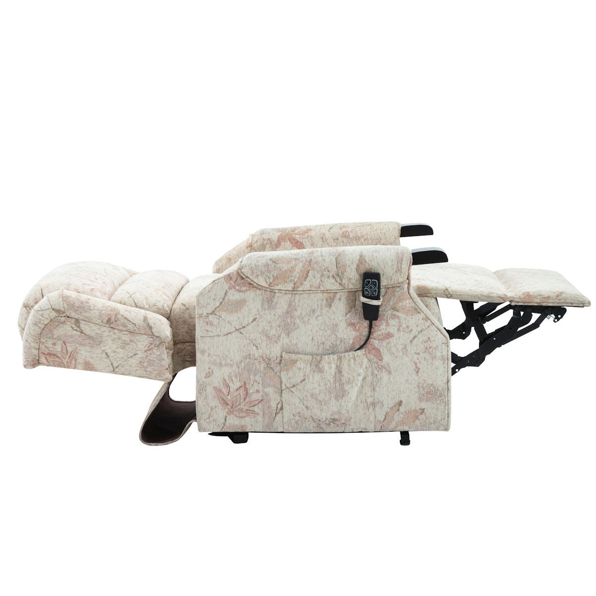 Queensbury bouquet beige dual riser recliner chair with wooden knuckles