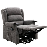 Queensbury grey dual riser recliner chair with wooden knuckles