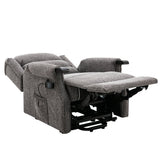 Queensbury grey dual riser recliner chair with wooden knuckles