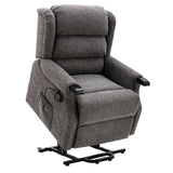 Queensbury grey dual riser recliner chair with wooden knuckles