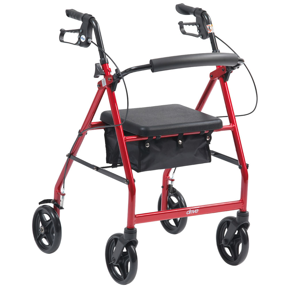 Lightweight Aluminium folding rollator Red 18cm wheels