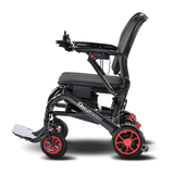 Black and red wheelchair on a blank background