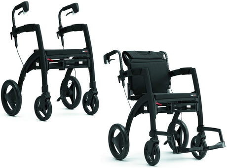 Rollz Motion 2 in 1 Rollator and Wheelchair-Black