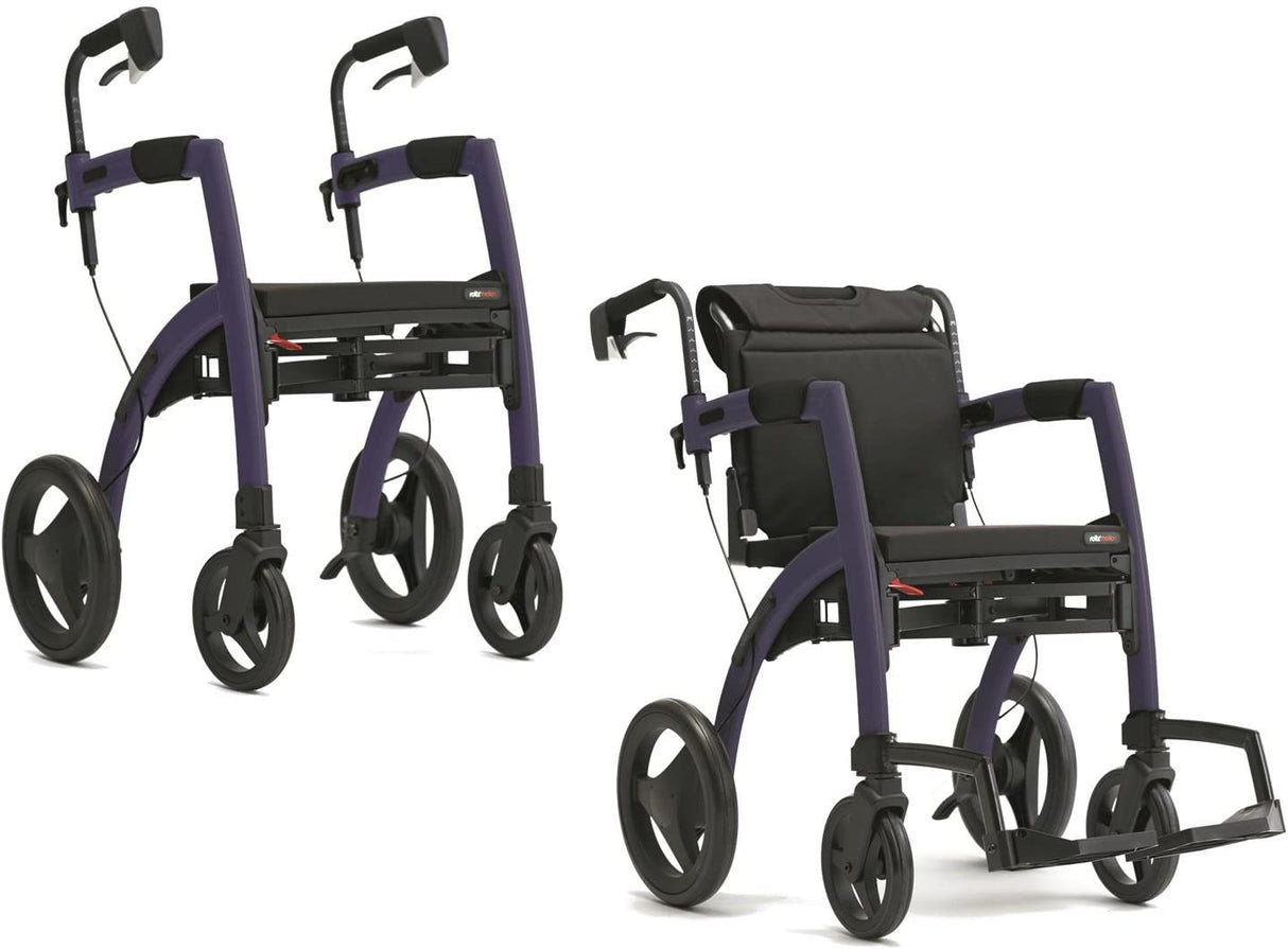 Rollz Motion 2 in 1 Rollator and Wheelchair-Purple