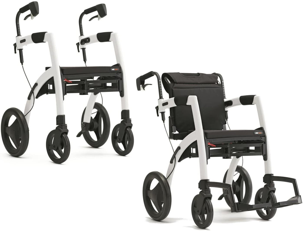 Rollz Motion 2 in 1 Rollator and Wheelchair-White