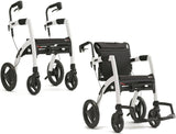 Rollz Motion 2 in 1 Rollator and Wheelchair-White