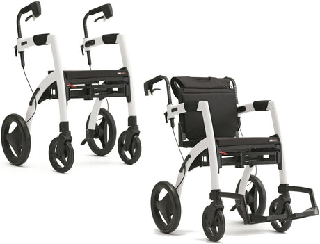 Rollz Motion 2 in 1 Rollator and Wheelchair-White