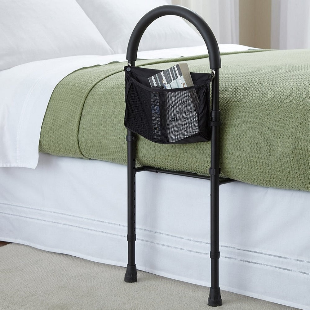 Safety bed rail mobility aid adjustable height