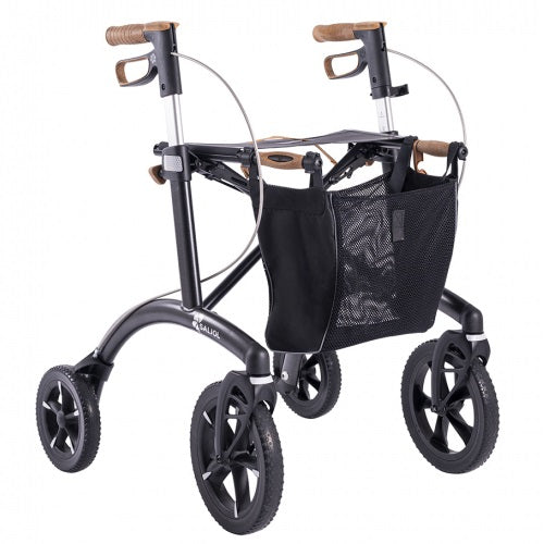  Saljol All Terrain off road Rollator lightweight wheeled walker with seat &amp; bag-Black