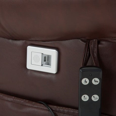 Stanbury Leather dual motor riser recliner chair with table, USB and lamp - USB