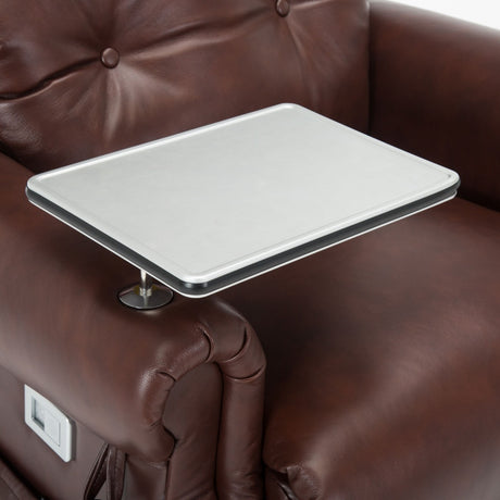 Stanbury Leather dual motor riser recliner chair with table, USB and lamp - Table Top