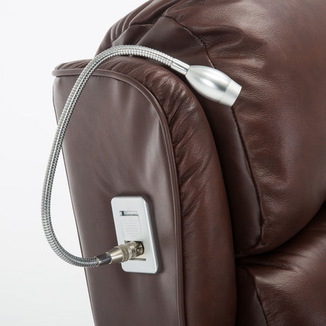 Stanbury Leather dual motor riser recliner chair with table, USB and lamp - Lamp