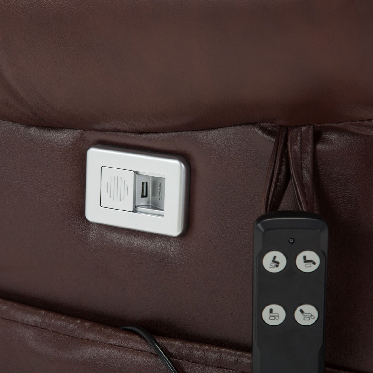Stanbury Leather dual motor riser recliner chair with table, USB and lamp - USB