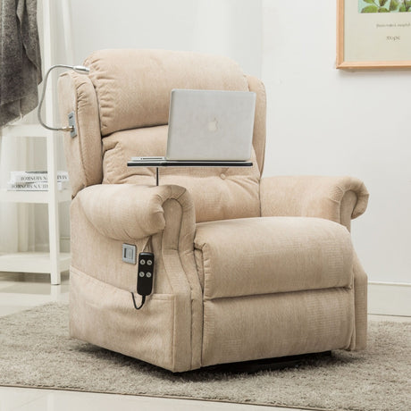 Stanbury dual motor riser recliner chair with table, USB and lamp