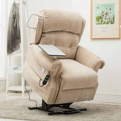 Stanbury dual motor riser recliner chair with table, USB and lamp - Risen