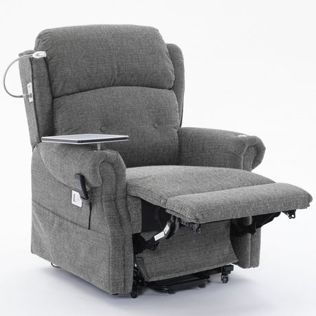 Stanbury dual motor riser recliner chair with table,  USB and lamp