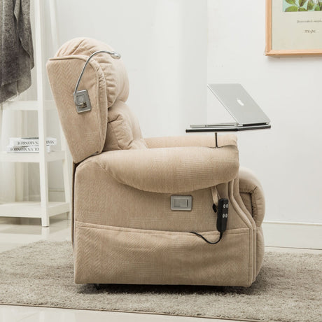 Stanbury dual motor riser recliner chair with table, USB and lamp - Side View