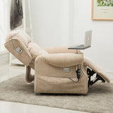 Stanbury dual motor riser recliner chair with table, USB and lamp - Semi Reclined