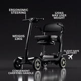 Sterling S50 Carbon Fibre Ultralight Travel Mobility Scooter and travel case