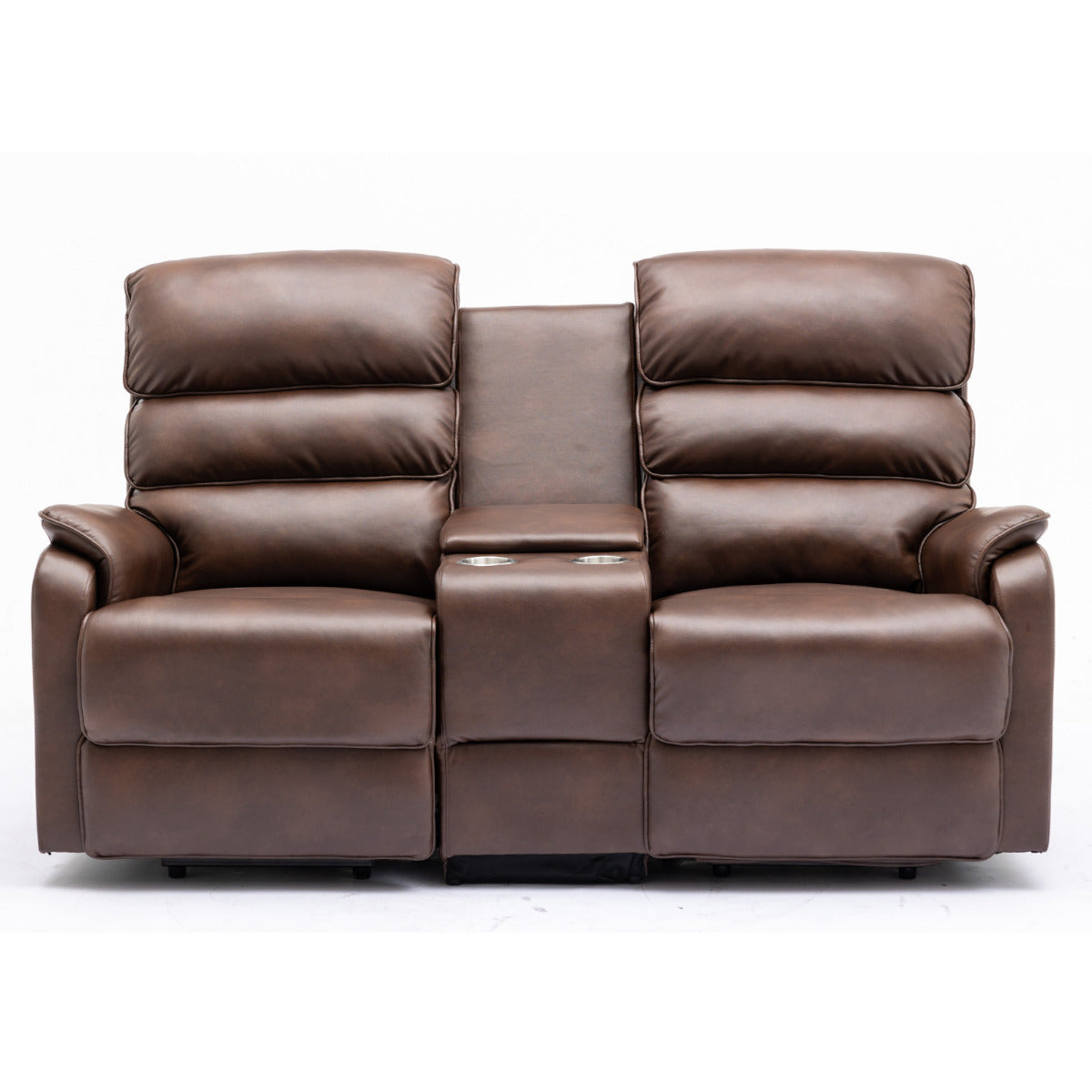 Thornton 2 Seater Dual Motor Riser Recliner Sofa with Centre Console - Brown PU