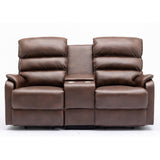 Thornton 2 Seater Dual Motor Riser Recliner Sofa with Centre Console - Brown PU
