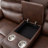 Thornton 2 Seater Dual Motor Riser Recliner Sofa with Centre Console - Brown PU