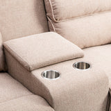 Thornton 2 Seater Dual Motor Riser Recliner Sofa with Centre Console-Wheat - Ex Demo
