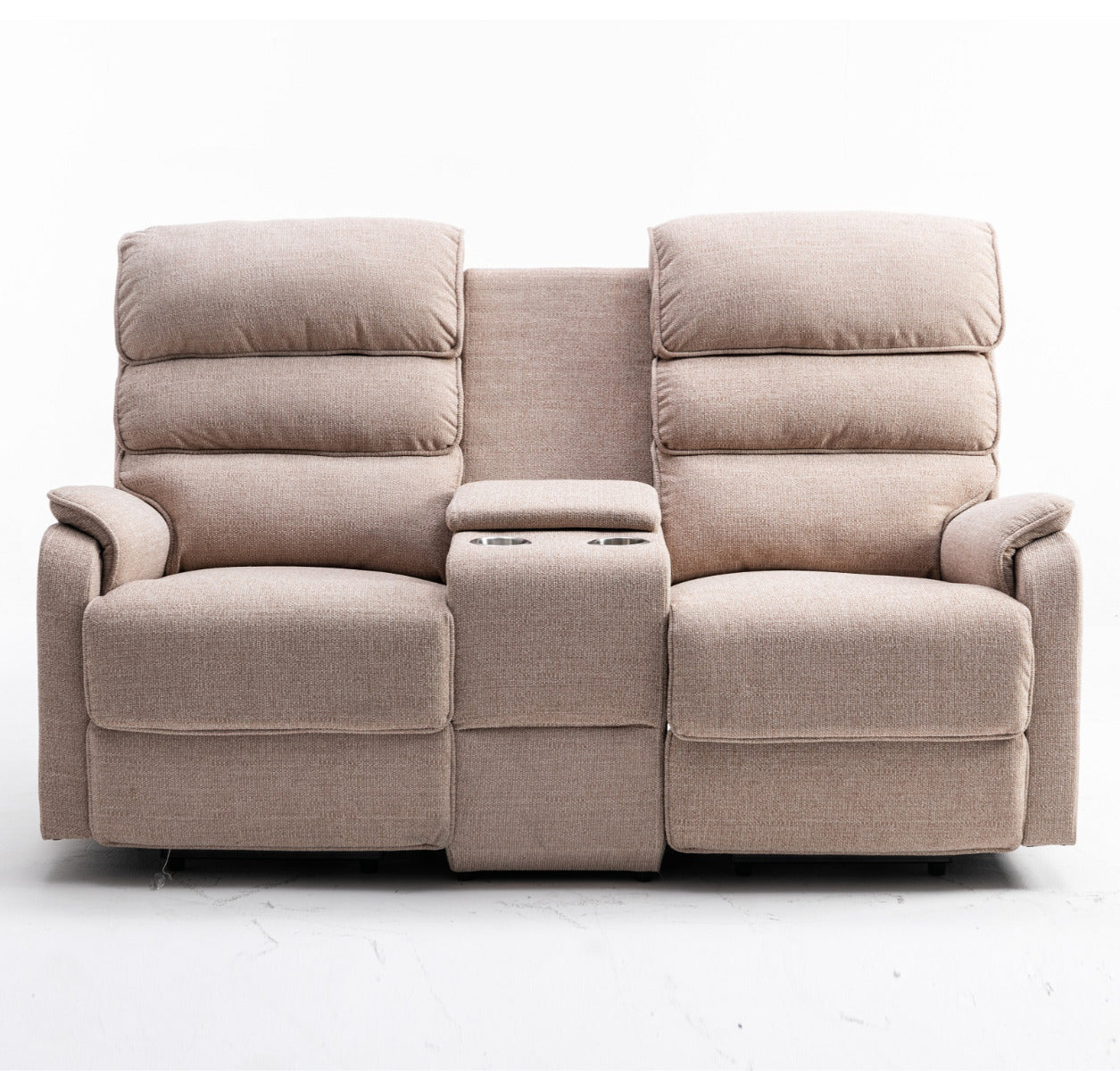 Thornton 2 Seater Dual Motor Riser Recliner Sofa with Centre Console-Wheat - Ex Demo