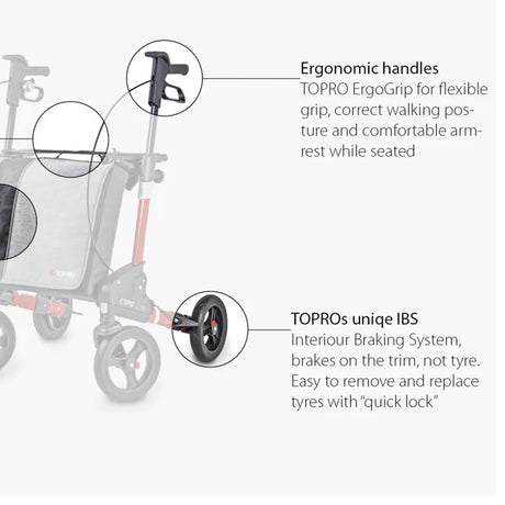  Topro Odysse Rollator 2 way easy folding - 7 Year Warranty