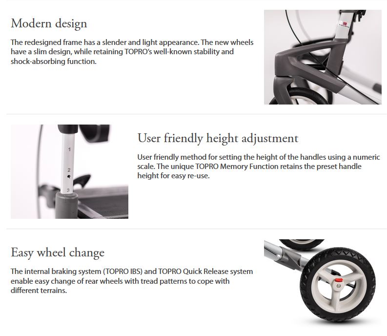 Topro Olympos ATR All terrain outdoor rollator with backrest - 7 Year Warranty