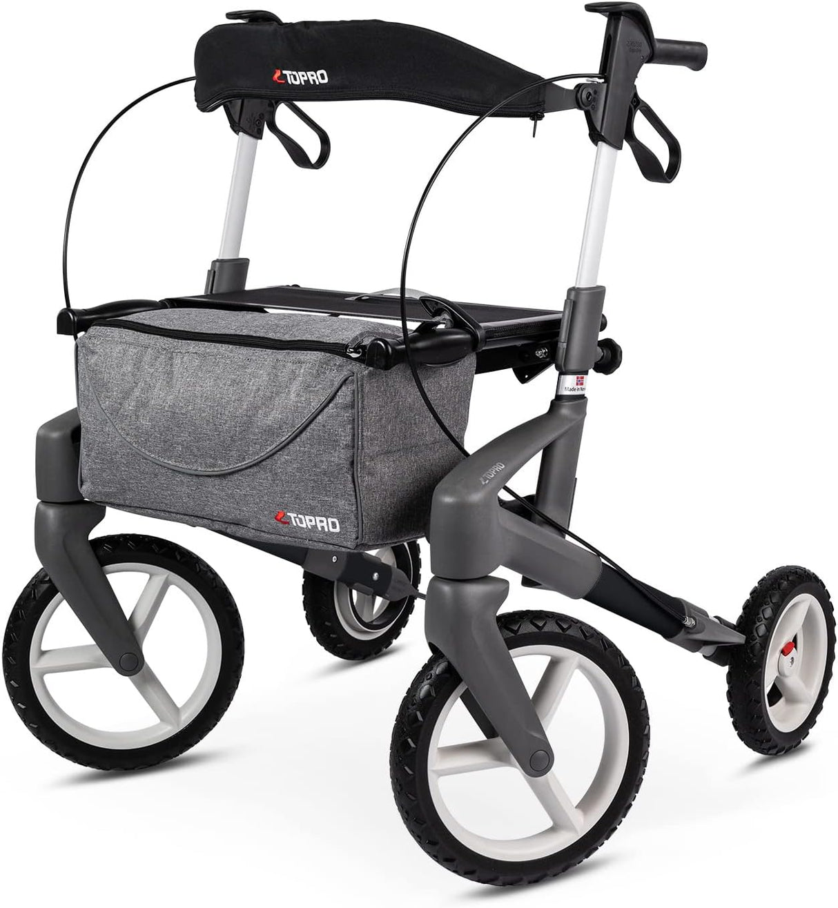 Topro Olympos ATR All terrain outdoor rollator - 7 Year Warranty-Medium-Black
