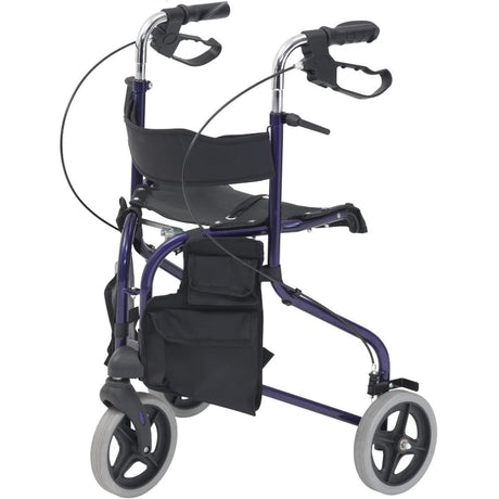 Folding Tri Walker With Seat and bag-Blue
