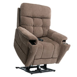 The Fabric Ultra 5 Motor High leg Lift Rise Recliner Chair with Heat and Massage-Medium-Brown