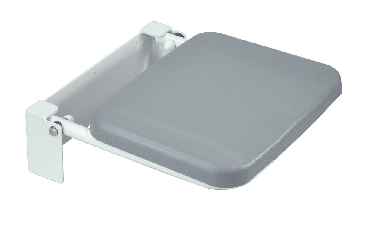Fold down padded shower seat
