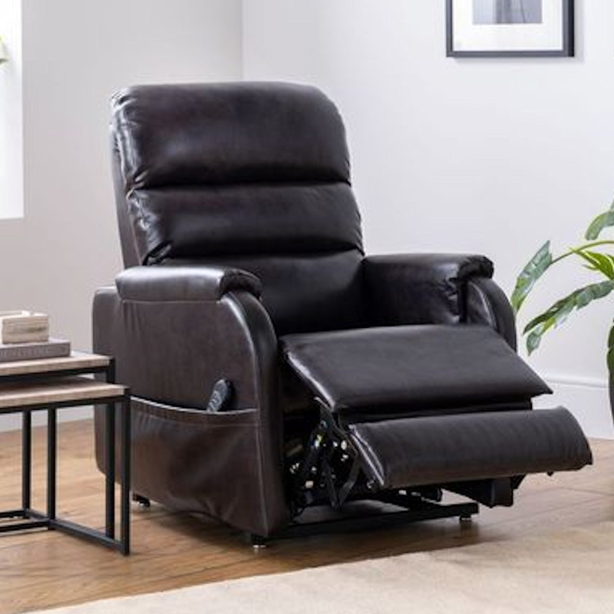 Pride Wendover dual motor Petite Riser recliner chair - Brown Vinyl
