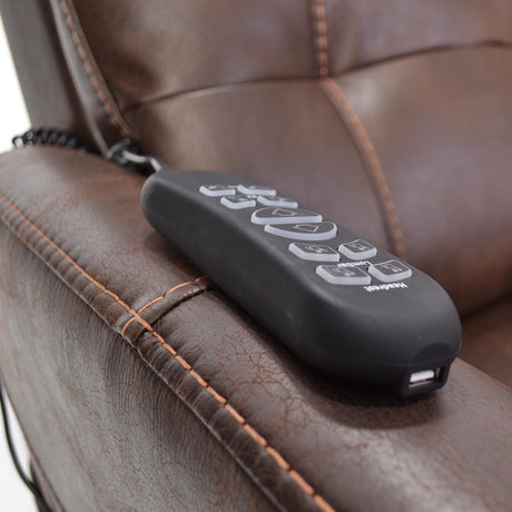 Westminster Leather Rise Recliner Chair powered headrest and lumbar - Armrest Controller