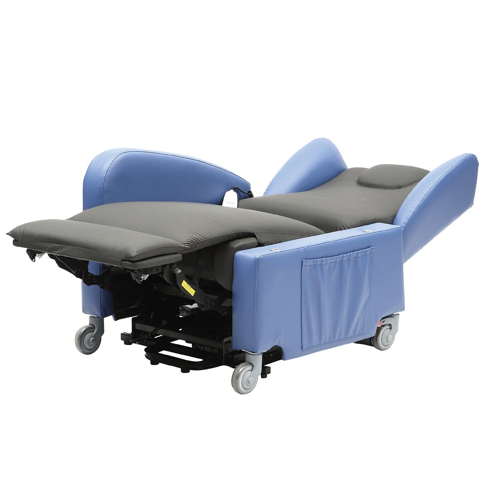 Brookfield Riser recliner chair with removeable arms and large castors